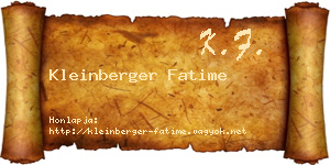 Kleinberger Fatime névjegykártya